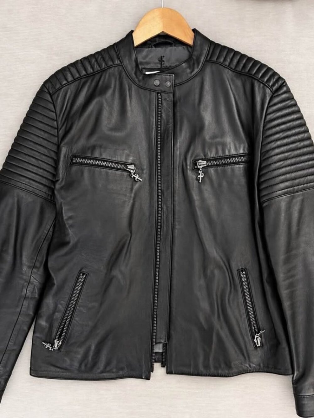 Father Sons Black 100% Lamb Leather Biker Jacket – Men’s XL